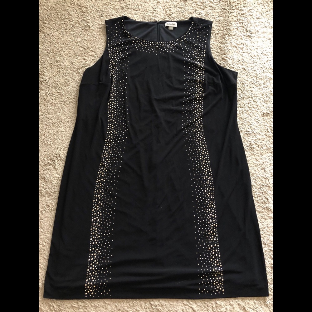 Black, sequined, sleeveless Calvin Klein dress